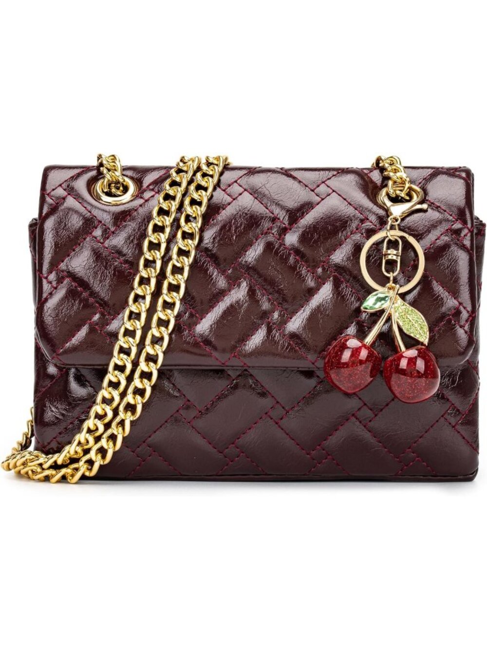 Embroidered Crossbody Bag for Women | Small Shoulder Bag with Gold Chain Wallet
